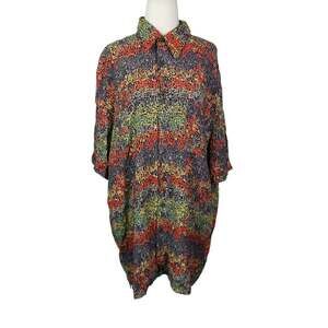 Vintage 90s Haupt Multicolor Numbers Short Sleeve Button Down Shirt Mens XL